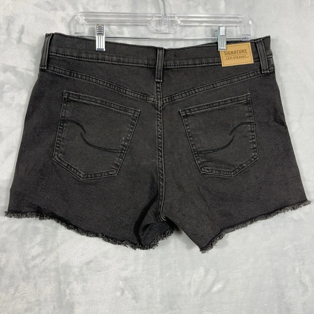 Signature Levi Strauss‎ & Co. Black/Gray Heritage High Rise Denim Jean Shorts 14